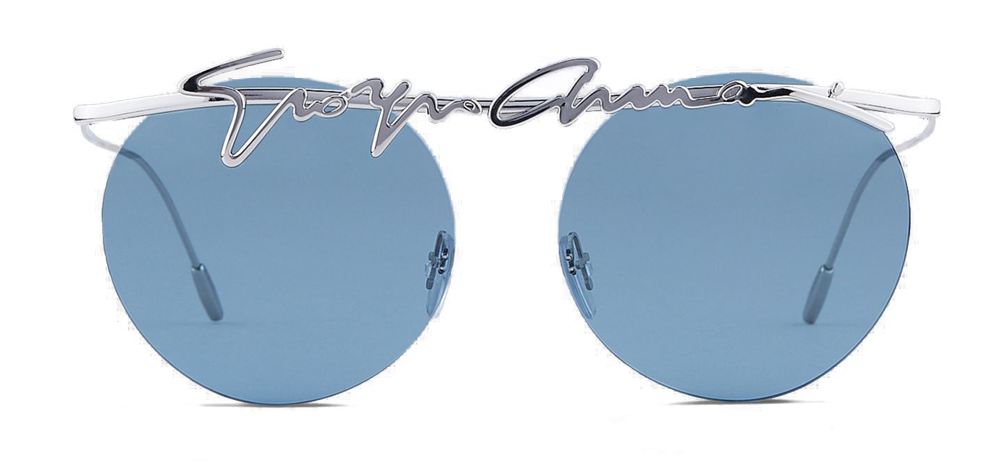 Giorgio Armani Signature Metal Round Frame Sunglasses Silver