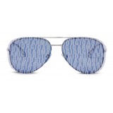 Giorgio Armani - Metal Round Oval Frame Sunglasses - Silver - Sunglasses - Giorgio Armani Eyewear