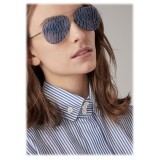 Giorgio Armani - Metal Round Oval Frame Sunglasses - Silver - Sunglasses - Giorgio Armani Eyewear