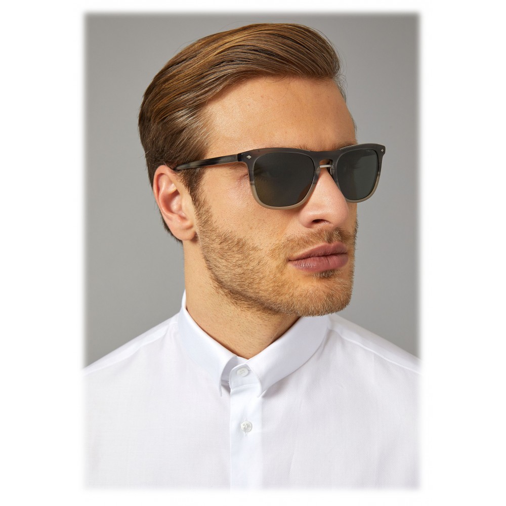 Giorgio Armani - Square Striped Frame Sunglasses - Grey - Sunglasses ...