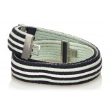 Hermès Vintage - Cotton Belt - Blu Navy Bianco - Cintura in Cotone - Alta Qualità Luxury