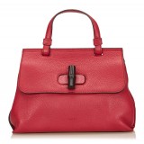 Gucci Vintage - Leather Bamboo Daily Bag - Red - Leather Handbag - Luxury High Quality