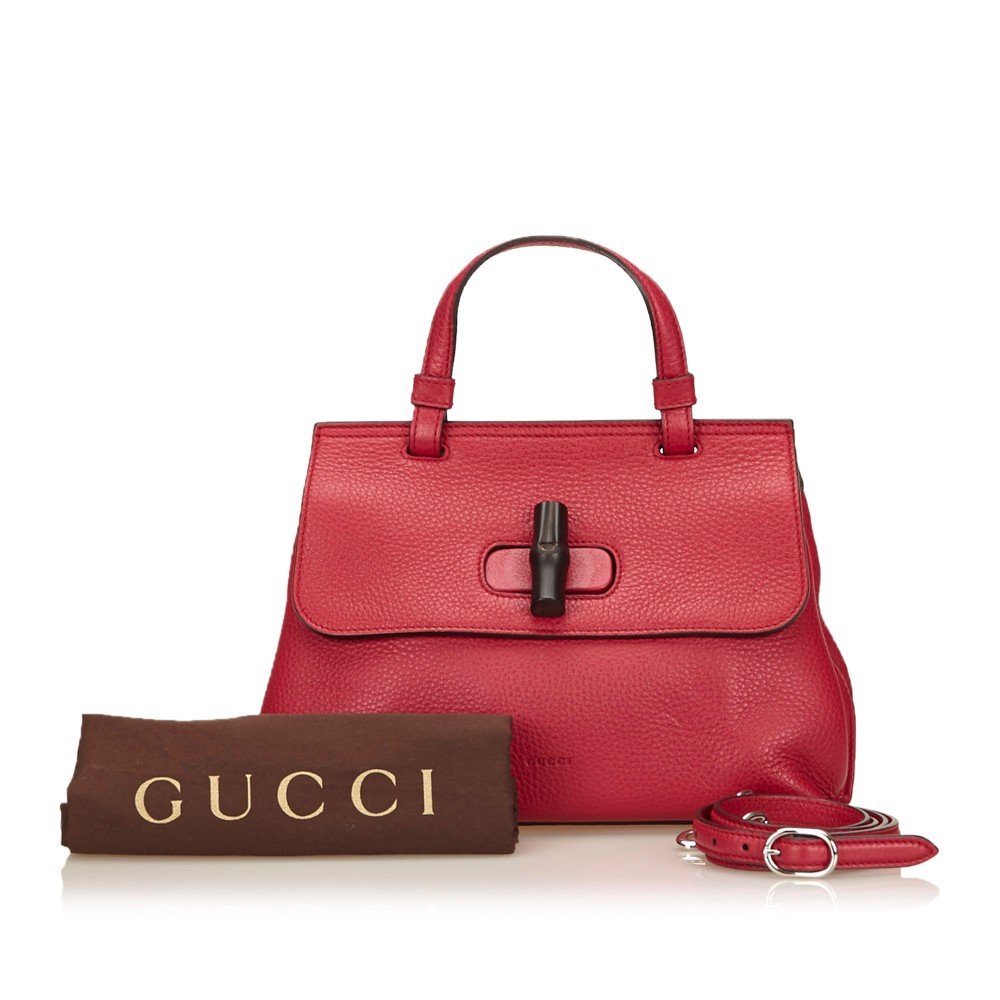 Gucci Red Patent Leather Bamboo Handle Everyday Bag Gucci