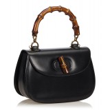 Gucci Vintage - Bamboo Leather Bag - Black - Leather Handbag - Luxury High Quality
