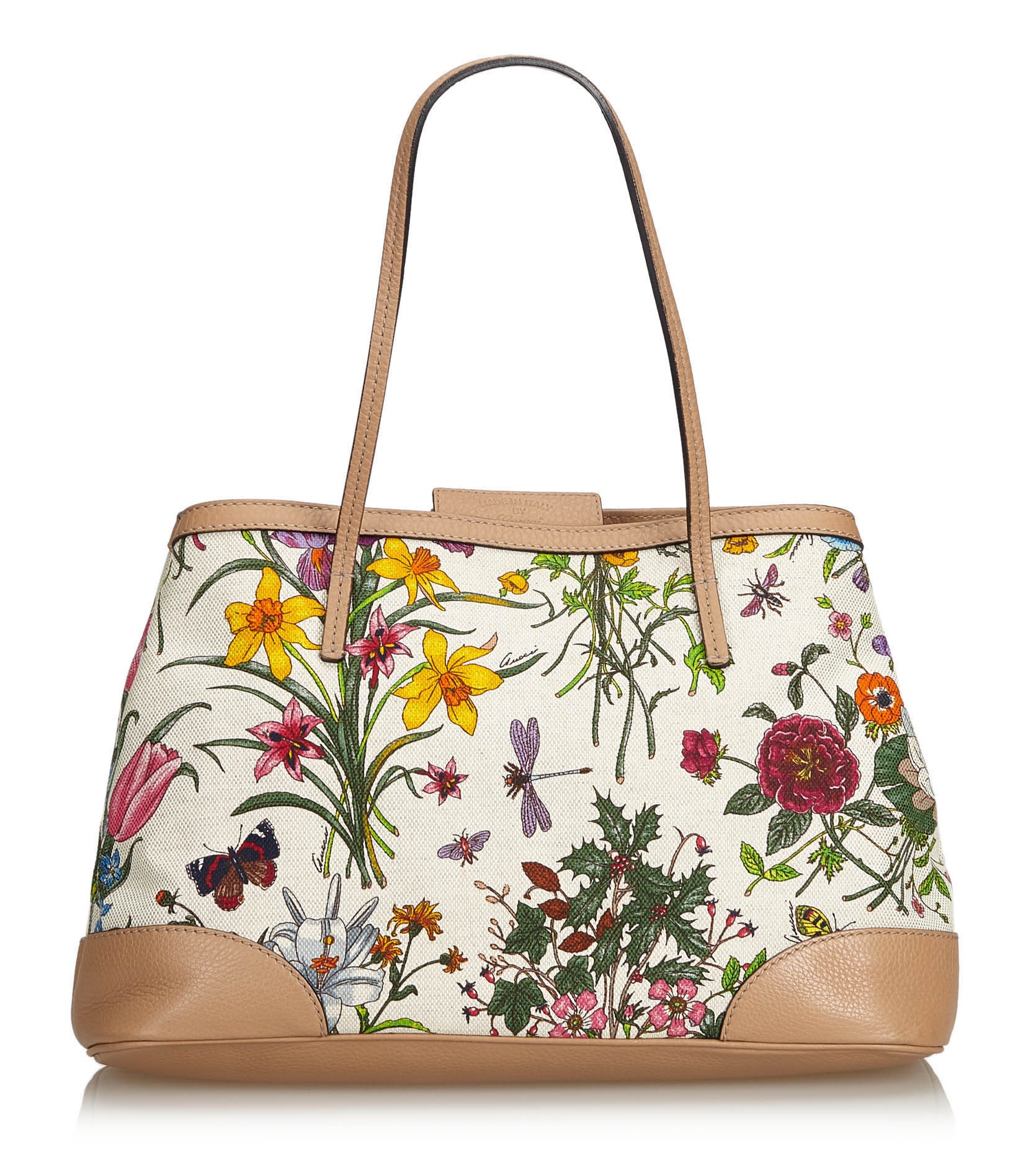 Gucci Vintage - Canvas Floral Tote Bag - White - Leather Handbag - Luxury  High Quality - Avvenice