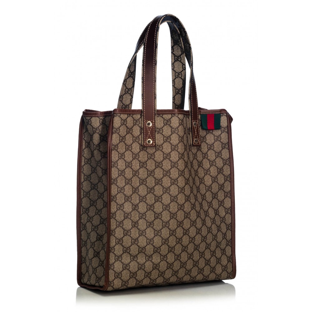 Gucci GG Beige/Brown Canvas and Brown Leather Tote Bag Vintage from the  1980S Light brown Dark brown Monogram Cloth ref.994787 - Joli Closet