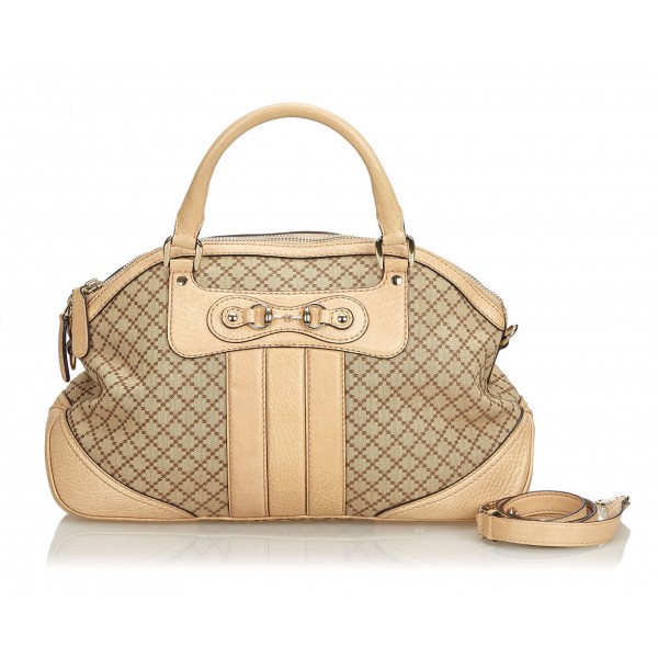 Gucci Vintage - Diamante Horsebit Catherine Satchel Bag - Marrone - Borsa in Pelle - Alta Qualità Luxury