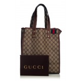 Gucci Vintage - GG Supreme Web Tote Bag - Brown - Leather Handbag - Luxury High Quality