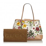 Gucci Vintage - Canvas Floral Tote Bag - White - Leather Handbag - Luxury High Quality