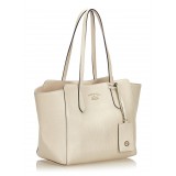 Gucci Vintage - Leather Swing Tote Bag - Bianco - Borsa in Pelle - Alta Qualità Luxury