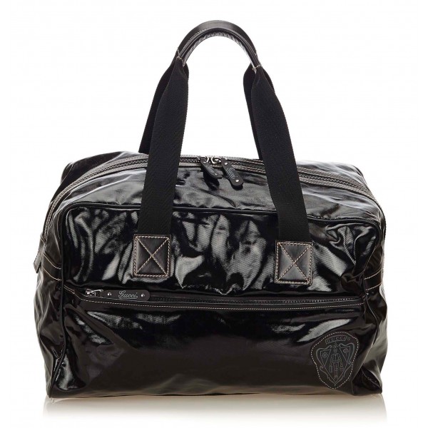 Gucci Vintage - Coated Canvas Travel Bag - Nero - Borsa in Pelle - Alta Qualità Luxury