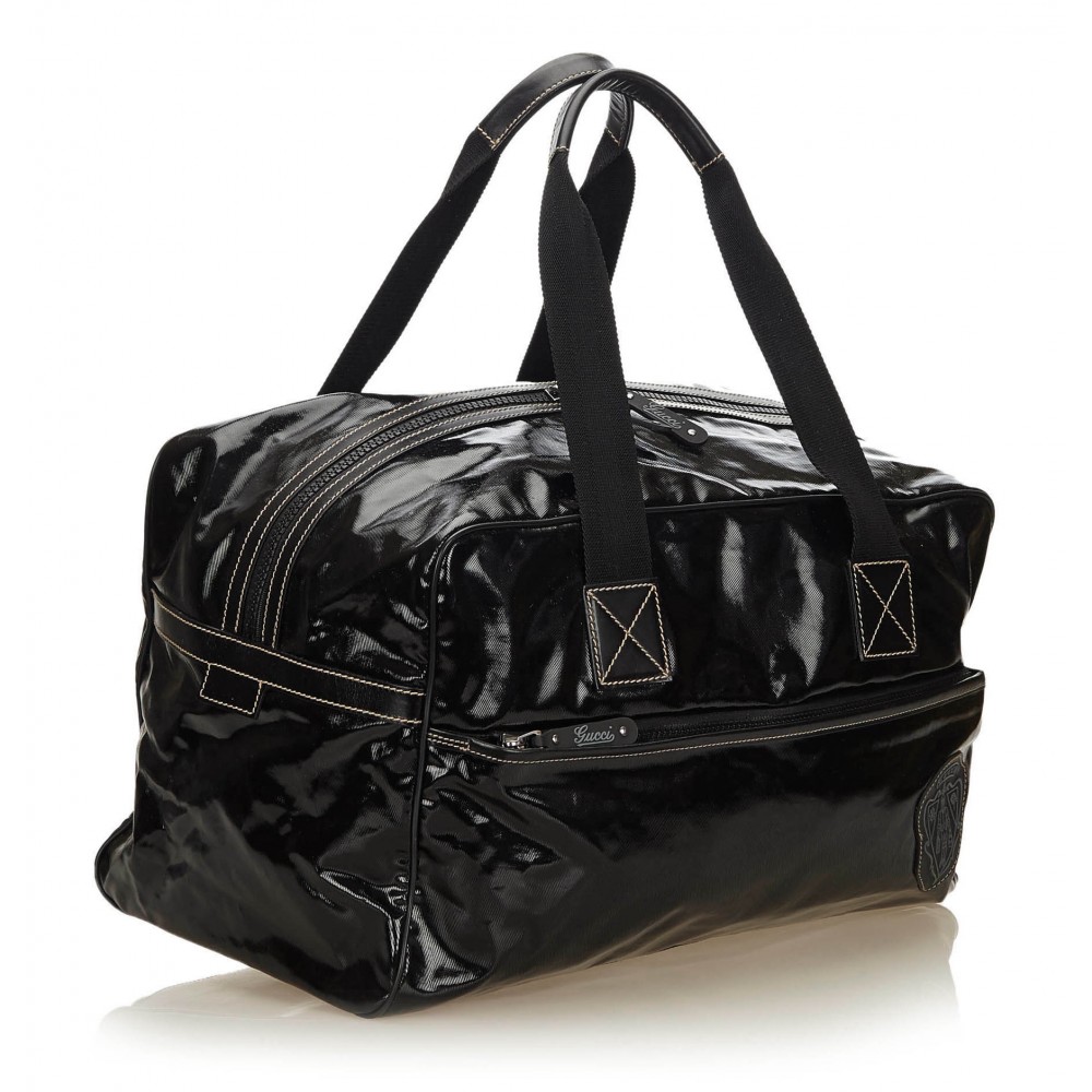 Gucci Vintage - Coated Canvas Travel Bag - Black - Leather Handbag - Luxury High Quality - Avvenice