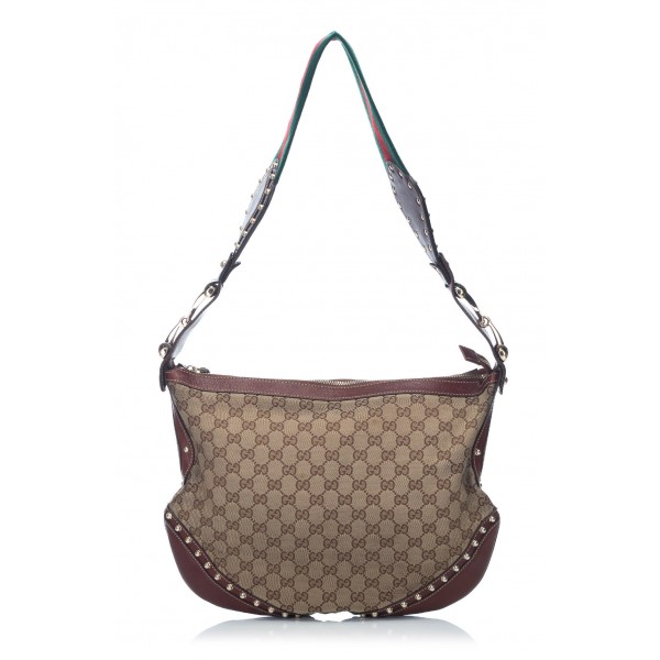 Gucci Vintage - Large Guccissima Pelham Studded Messenger Bag - Brown - Leather Handbag - Luxury High Quality