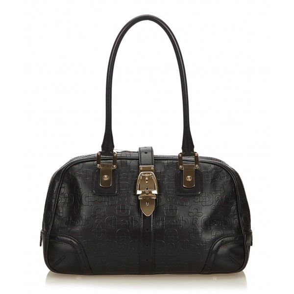 Gucci Vintage - Leather Horsebit Shoulder Bag - Black - Leather Handbag - Luxury High Quality