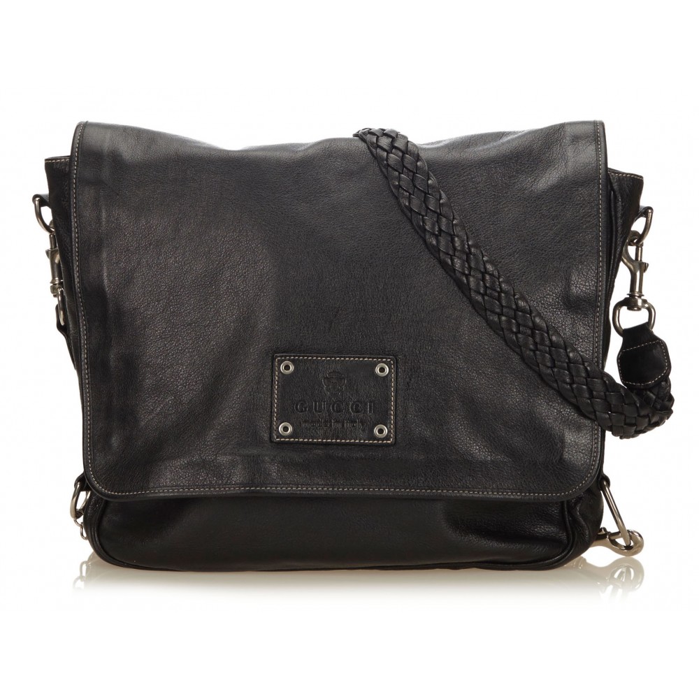 Vintage Black Messenger Bag Black Crossbody Bag Black Shoulder Bag