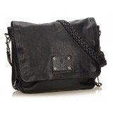 Gucci Vintage - Leather Crest Chain Messenger Bag - Black - Leather Handbag - Luxury High Quality