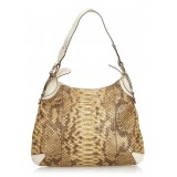 Gucci Vintage - Python Leather Horsebit Creole Shoulder Bag - Brown - Leather Handbag - Luxury High Quality