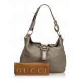 Gucci Vintage - Leather G Wave Shoulder Bag - Grey - Leather Handbag - Luxury High Quality