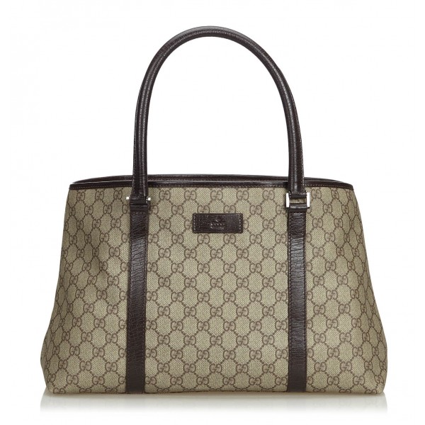 Gucci Vintage - GG Tote Bag - Brown - Leather Handbag - Luxury High Quality