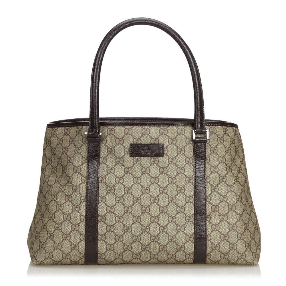 Gucci Vintage - GG Tote Bag - Brown - Leather Handbag - Luxury High Quality - Avvenice