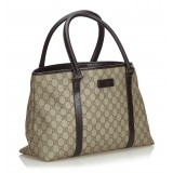 Gucci Vintage - GG Tote Bag - Marrone - Borsa in Pelle - Alta Qualità Luxury