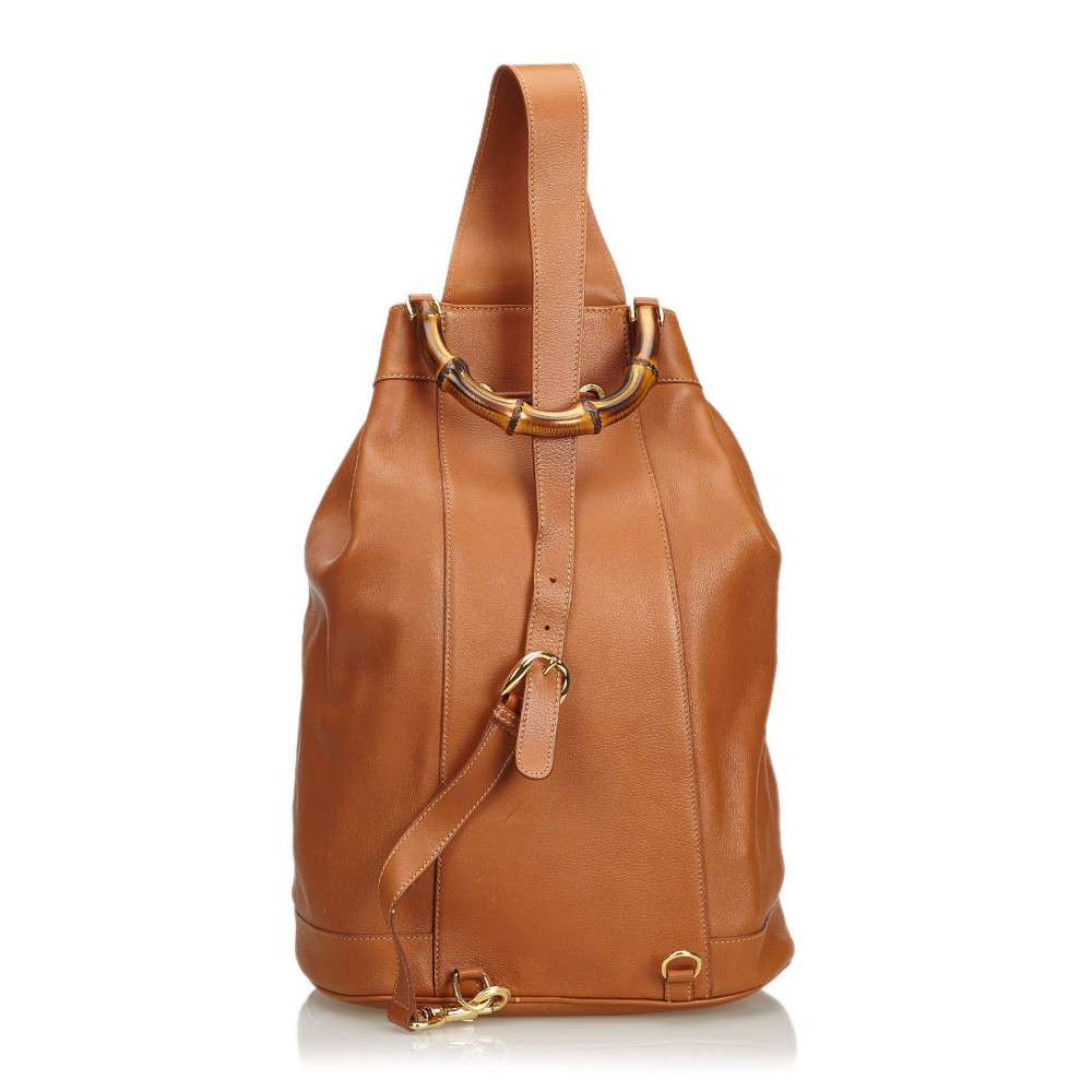 Gucci Vintage - Bamboo Leather Backpack 