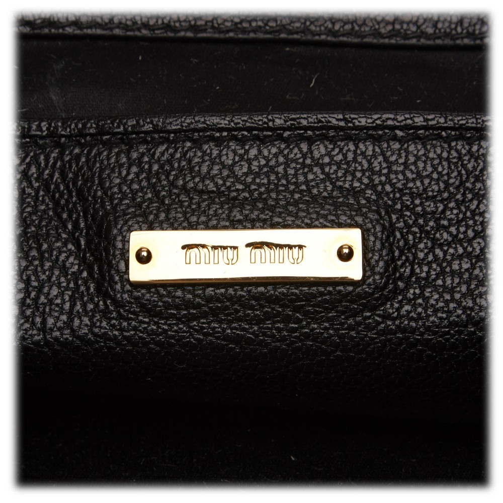 Miu Miu Vintage - Leather Handbag Bag - Black - Leather Handbag ...