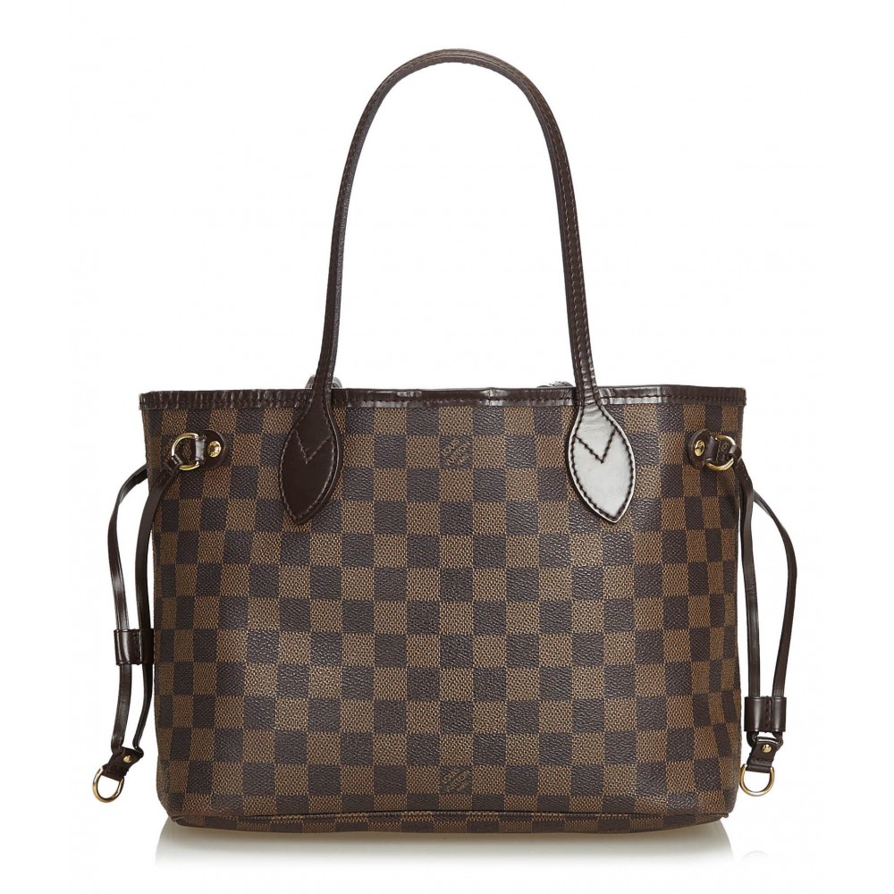 Louis Vuitton Vintage - Damier Ebene Neverfull PM Bag - Brown - Damier Canvas and Leather ...