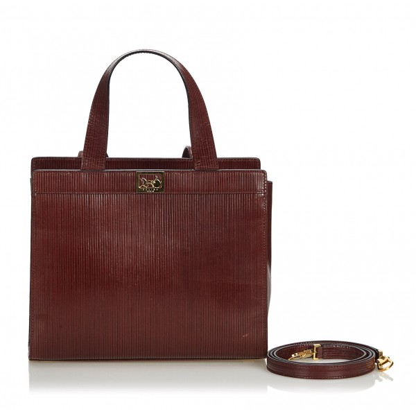 Céline Vintage - Vintage Leather Satchel Bag - Marrone - Borsa in Pelle - Alta Qualità Luxury