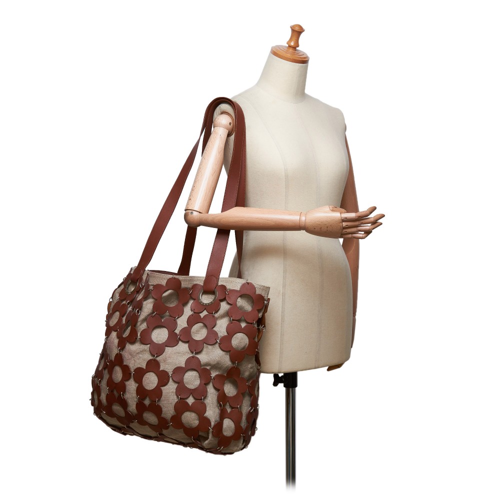 Céline Vintage - Floral Hemp Tote Bag - Brown - Leather Handbag ...