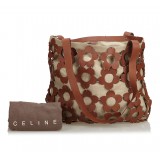 Céline Vintage - Floral Hemp Tote Bag - Marrone - Borsa in Pelle - Alta Qualità Luxury