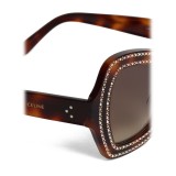 Céline - Butterfly Sunglasses in Acetate and Crystals - Dark Havana - Sunglasses - Céline Eyewear