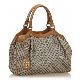 Gucci Vintage - Diamante Canvas Sukey Handbag Bag - Marrone - Borsa in Pelle - Alta Qualità Luxury