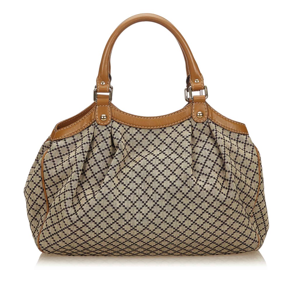 Gucci Beige/Black Diamante Canvas and Leather Medium Sukey Tote