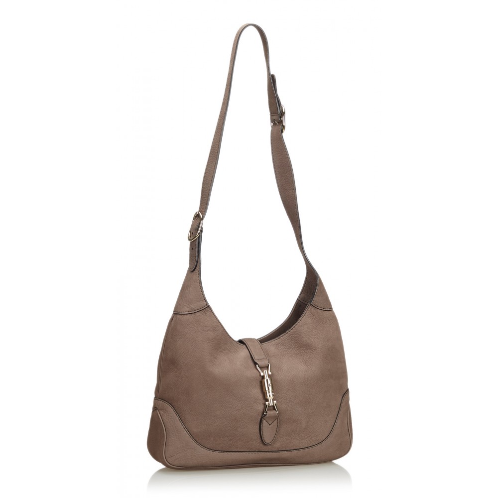 GUCCI Shoulder Bag 001-4015 Jackie canvas/leather/SilverHardware