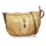 Gucci Vintage - Metallic Leather Horsebit Crossbody Bag - Gold - Leather Handbag - Luxury High Quality