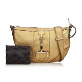 Gucci Vintage - Metallic Leather Horsebit Crossbody Bag - Gold - Leather Handbag - Luxury High Quality