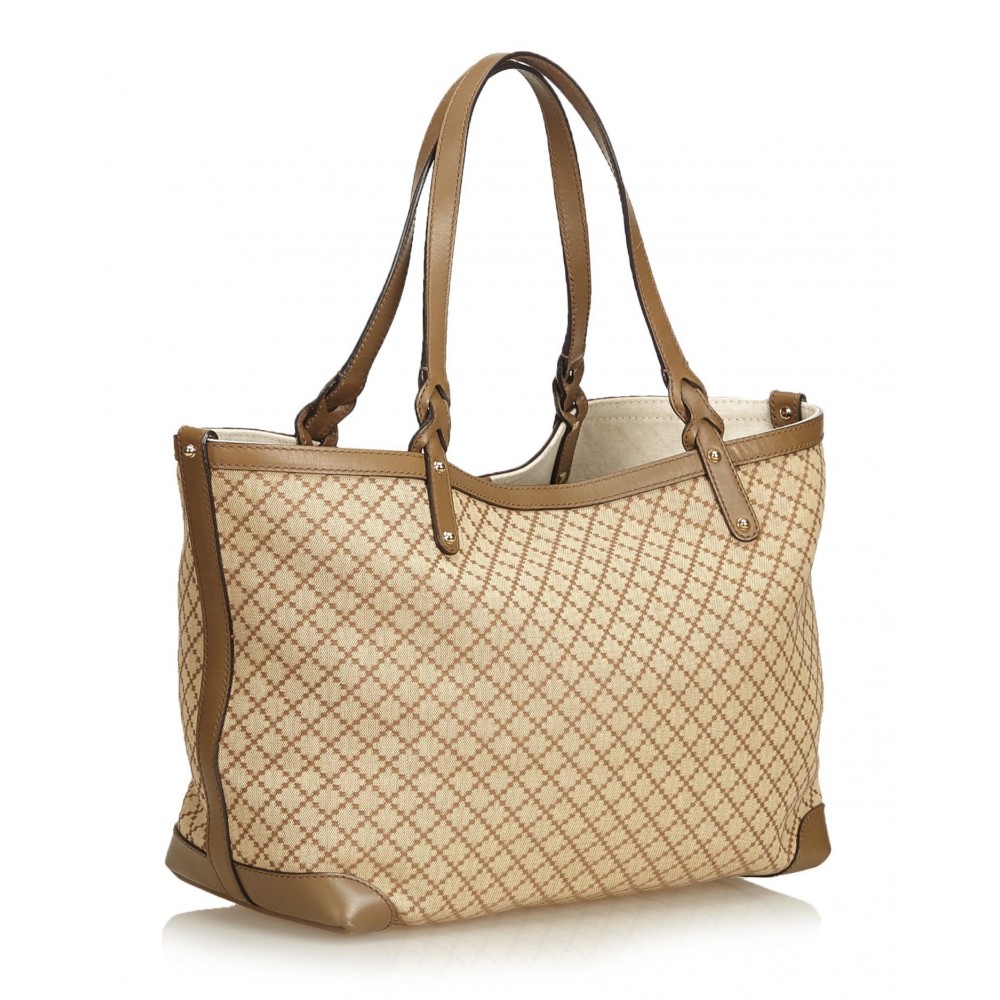 Brown Gucci Diamante Craft Tote