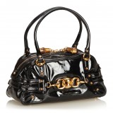 Gucci Vintage - Patent Leather Horsebit Wave Shoulder Bag - Black - Leather Handbag - Luxury High Quality