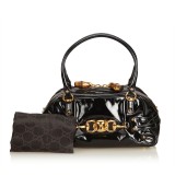 Gucci Vintage - Patent Leather Horsebit Wave Shoulder Bag - Nero - Borsa in Pelle - Alta Qualità Luxury