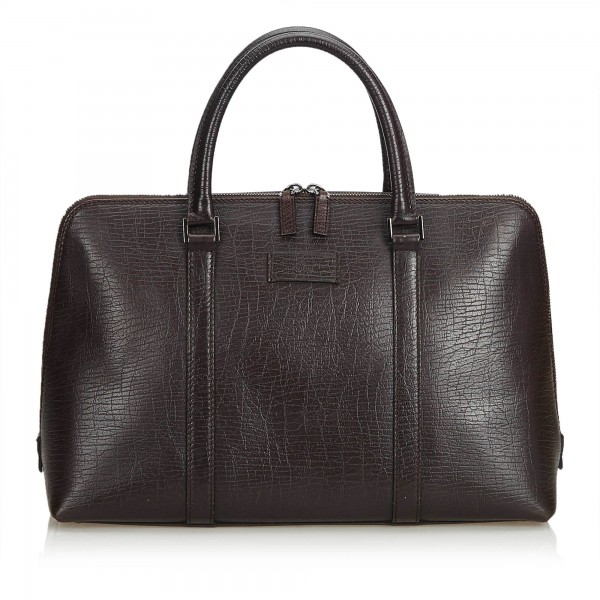 Gucci Vintage - Leather Boston Bag - Black - Leather Handbag - Luxury High Quality - Avvenice