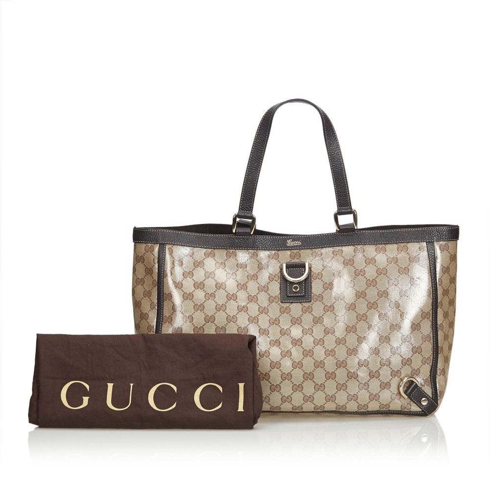 Gucci Vintage - GG Supreme Coated Canvas Abbey-D Ring Tote Bag - Brown - Leather Handbag ...