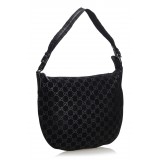 Gucci Vintage - GG Suede Hobo Bag - Black - Leather Handbag - Luxury High Quality