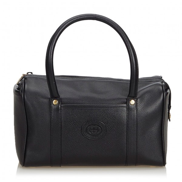 Gucci Vintage - Leather Boston Bag - Nero - Borsa in Pelle - Alta Qualità Luxury