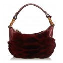 Gucci Vintage - Fur Bamboo Ring Hobo Bag - Rosso - Borsa in Pelle - Alta Qualità Luxury