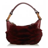 Gucci Vintage - Fur Bamboo Ring Hobo Bag - Red - Leather Handbag - Luxury High Quality