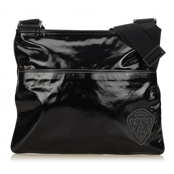 Gucci Vintage - Coated Canvas Crossbody Bag - Black - Leather Handbag - Luxury High Quality