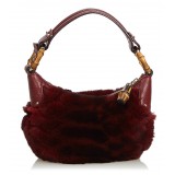 Gucci Vintage - Fur Bamboo Ring Hobo Bag - Red - Leather Handbag - Luxury High Quality