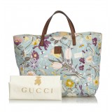 Gucci Vintage - Flora Canvas Tote Bag - Blu - Borsa in Pelle - Alta Qualità Luxury