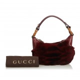 Gucci Vintage - Fur Bamboo Ring Hobo Bag - Red - Leather Handbag - Luxury High Quality